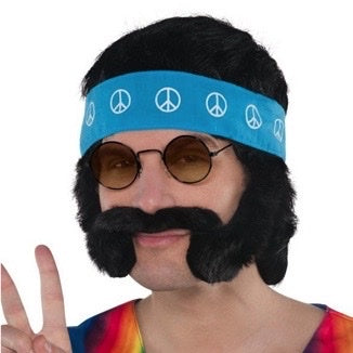 Hippie Sideburns & Moustache Set 3pk